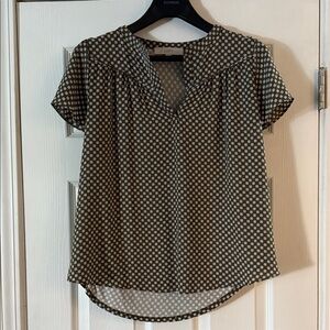 Loft Black and White Patterned Blouse